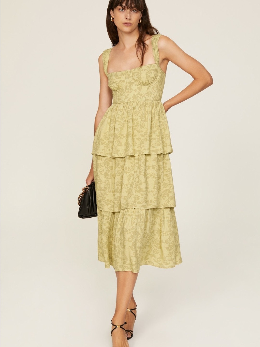 WEWOREWHAT Yellow Floral Corset Dress (128)